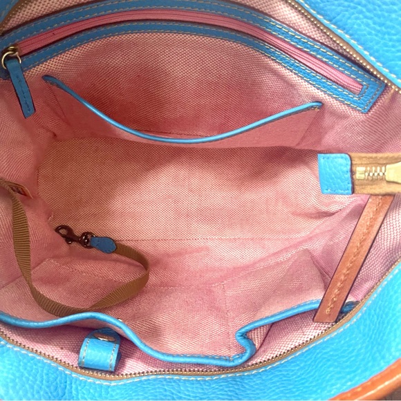 Dooney & Bourke Genuine Pebbled Leather Tote & Shoulder Bag In Bright Blue Color - Picture 15 of 16